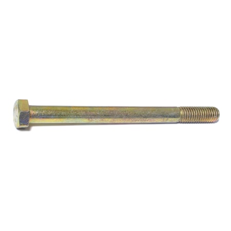 Grade 8, 1/2-13 Hex Head Cap Screw, Zinc & Yellow Plated Steel, 6 In L, 10 PK